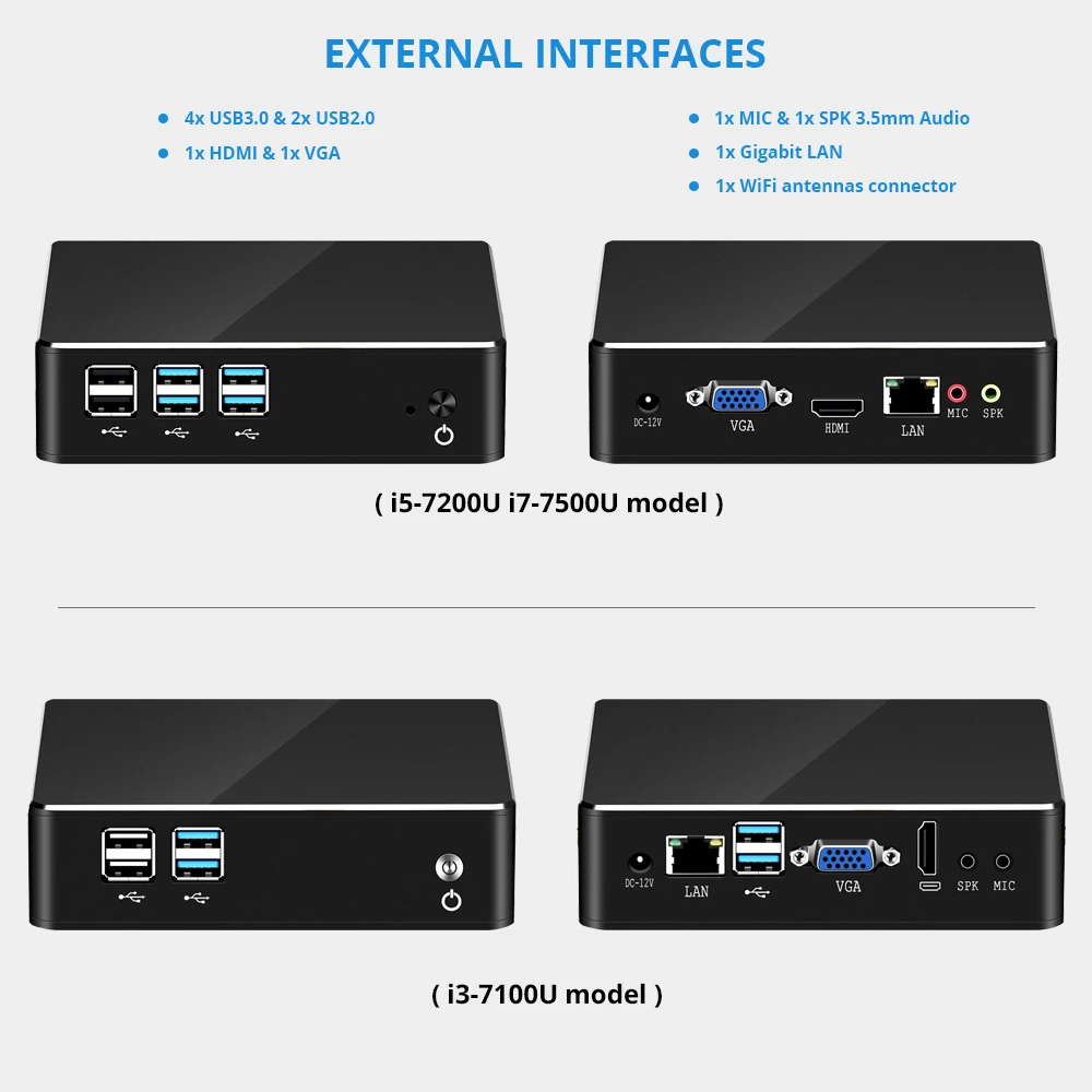 HLY Ul-tra Compact In-tel Core Mini PC i3 7100U 8 Гб DDR4 120 ГБ M.2 SSD Window 10 WiFi домашний офисный настольный