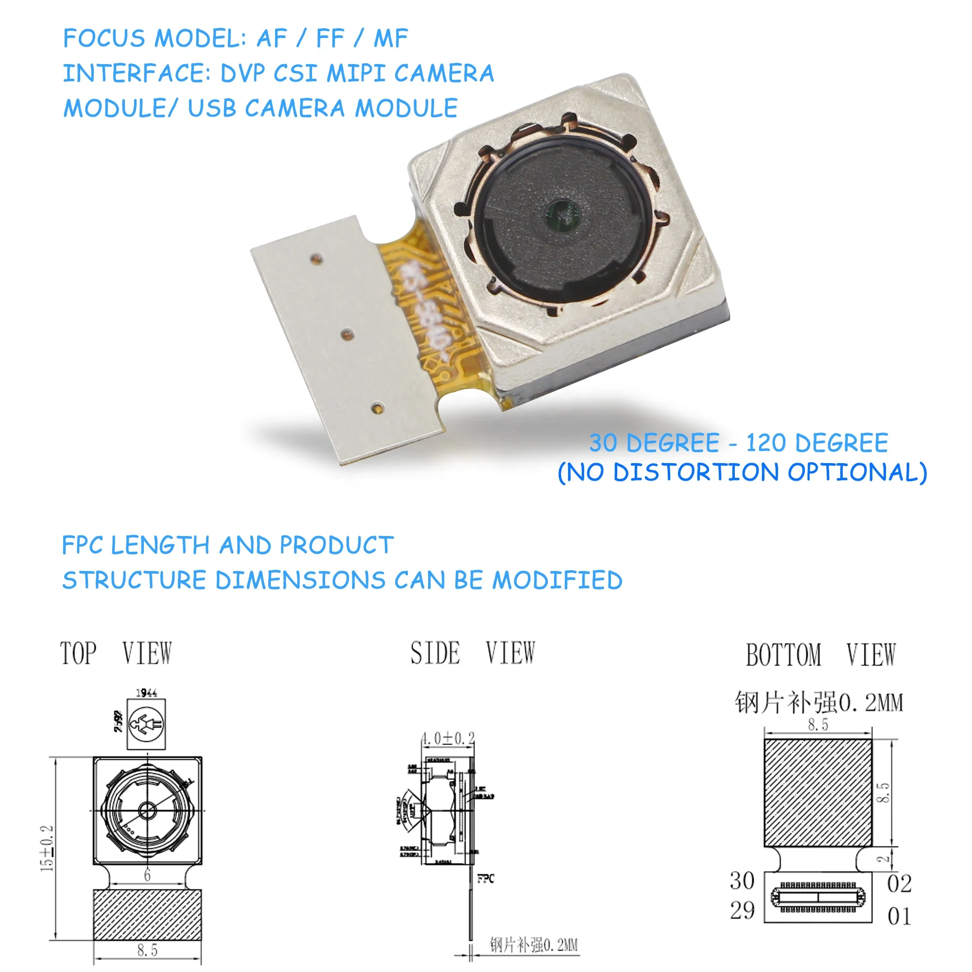 Factory price custom OV5640 AF 5MP cmos csi mipi camera modules 2K 1080P 30fps face recognition mini cmos camera module sensor