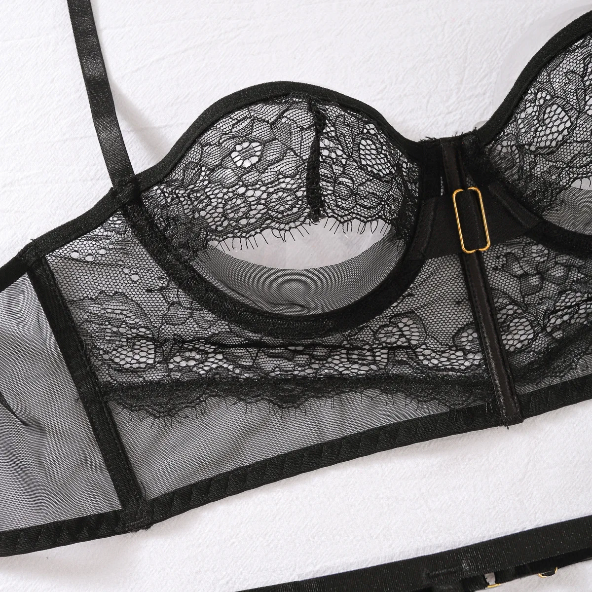 High quality 3 piece set lace hollow out sexy lingerie erotic night wear