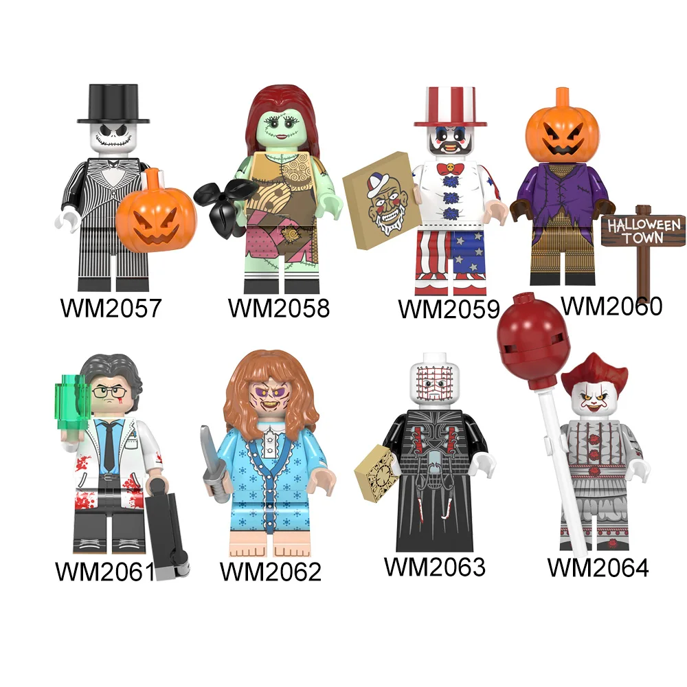 
Compatible with legoinglys Halloween characters pennywise clown exorcist anime mini figures building blocks children gifts 
