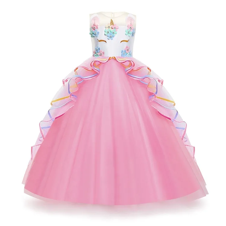2022 Wholesale 3-18 Years Children Teenage Flower Girls Tutu Dress Fancy Princess Birthday Girls Party Unicorn Dress