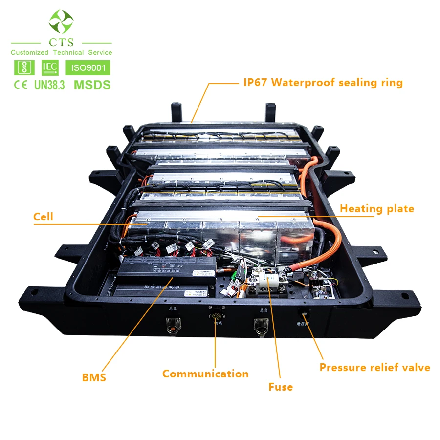 Built In Liquid Cooling System Electric Car Battery 355V 400V 96Ah 200Ah EV Car Battery Pack Display and Racks Smart BMS