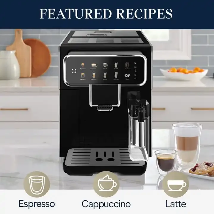 Household Intelligent Fully Automatic Touch Screen Smart Espresso Coffee Maker Machine With Milk Tank
