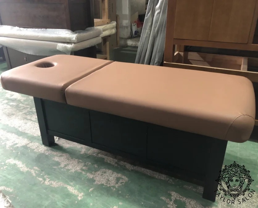 Salon massage table & bed wooden bed for facial with cabinet