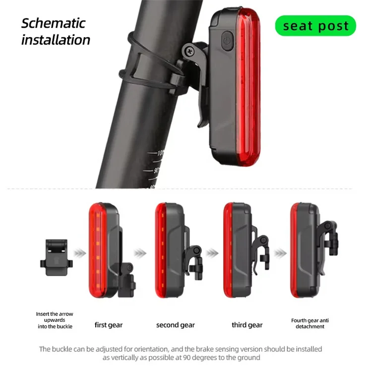 High Brightness Smart Bike LED Taillight Type-C Rechargeable Laser Bicycle Safety Warning Rear light with Brake Sensor