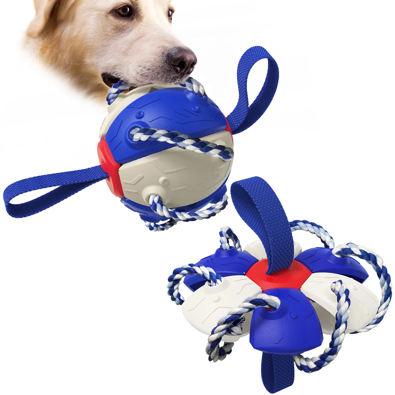 New arrival rubber durable dog toys aggressive chewers pet training football frisbeed toys Flying Disc Toy