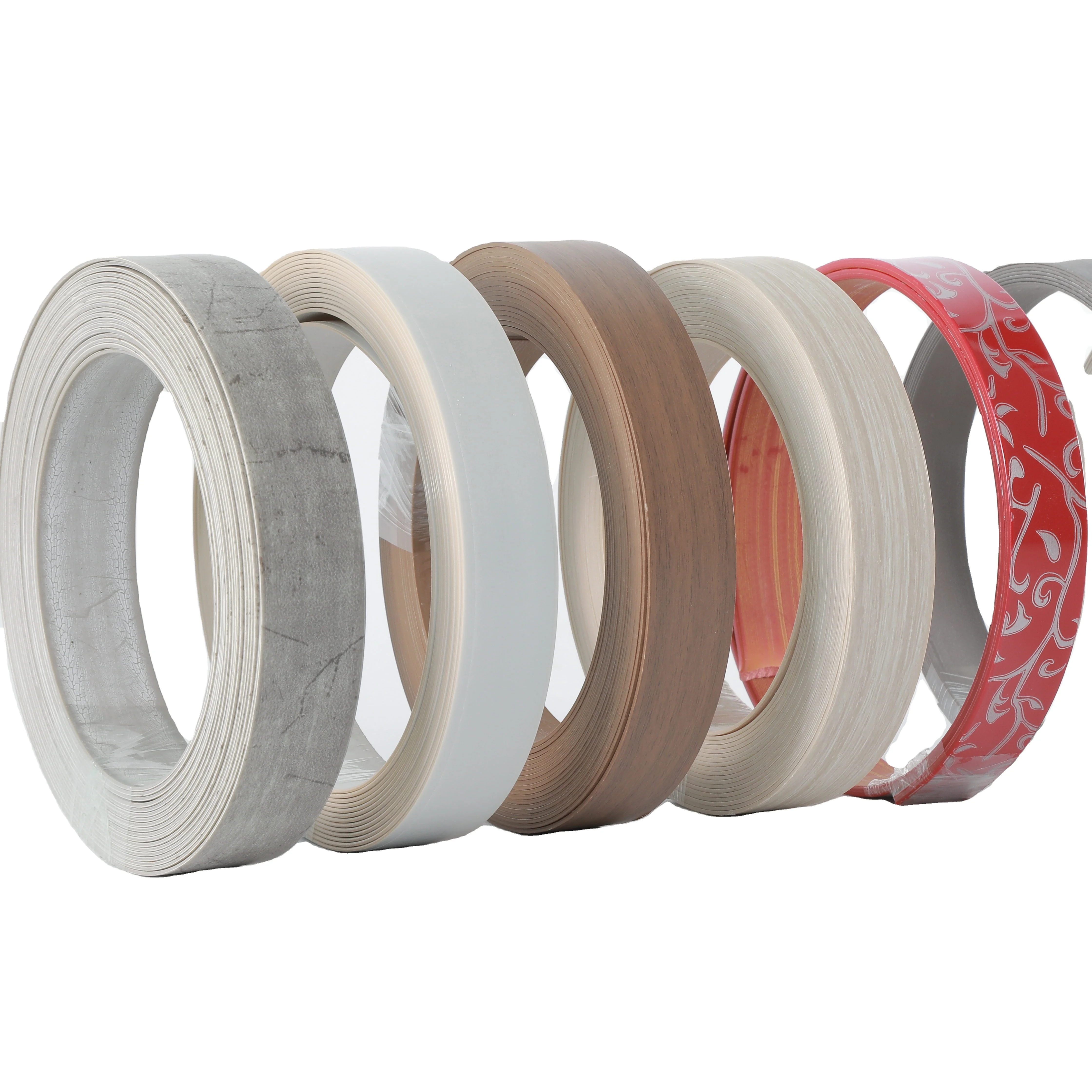 Factory Wholesale Waterproof Wood Grain/Solid Color PVC Edge Banding for Indoor Furniture