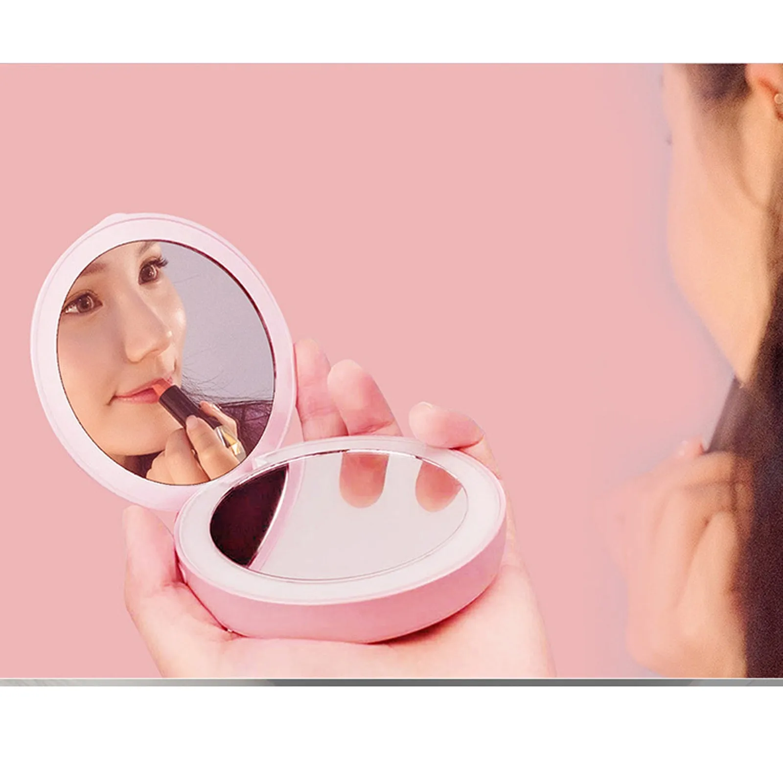 
LED подсветкой Путешествия Макияж зеркало складной двухсторонний туалетное зеркало с подсветкой складной косметическое зеркало 