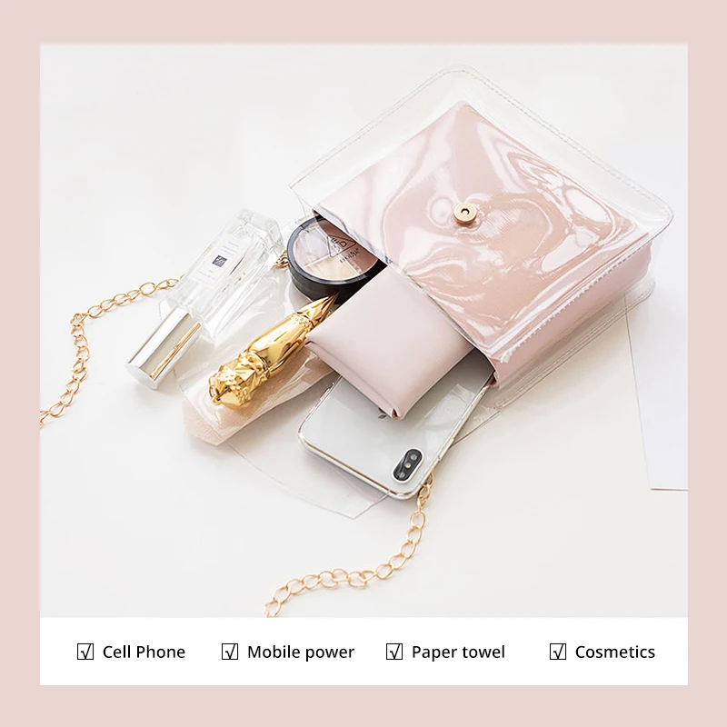 
Casual Transparent PVC Jelly Shoulder bags for Women Travel Handbags Crossbody Mobile Phone Change Purse 