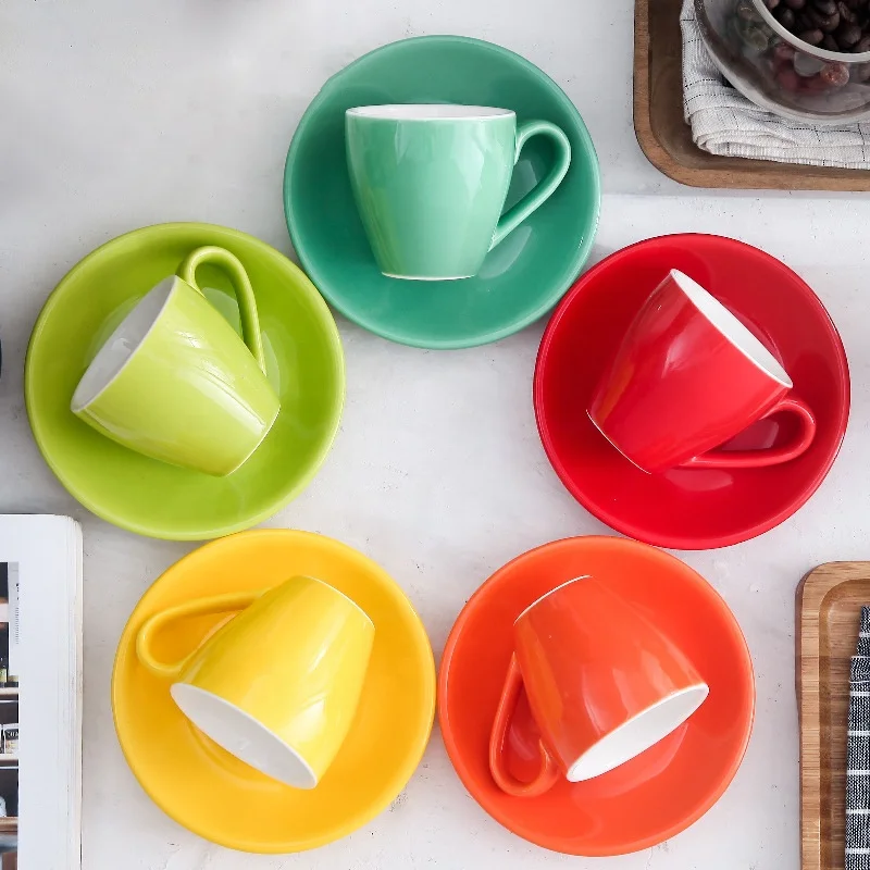 Custom italy porcelain coffee espresso cup saucer set ceramic