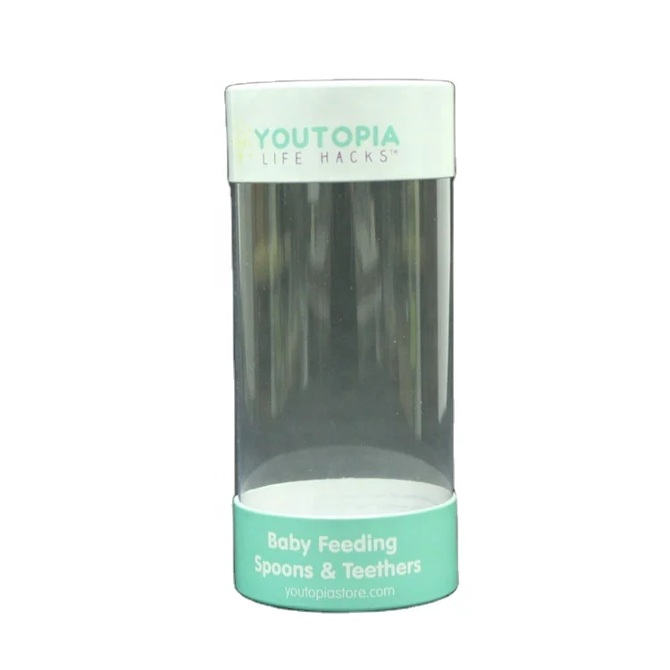 Handmade Clear round Plastic Container Custom Cylinder Box with 6 cm Diameter Stamping Embossing Features for Blister Packing