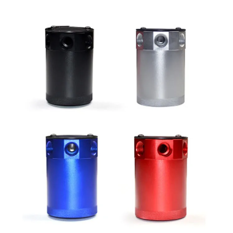 Universal  Three Holes  Black  Blue  Red Color  Baffled Oil Catch Can Oil Separator Catch Can Aluminum air oil separator