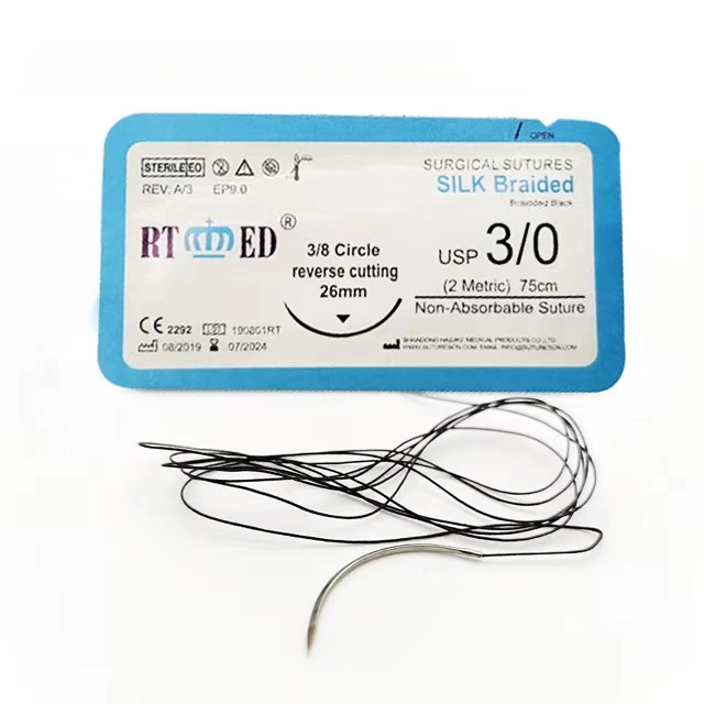 Non-absorbable sutures Silk Braided Black for oral surgery, ophthalmic surgery and skin closure