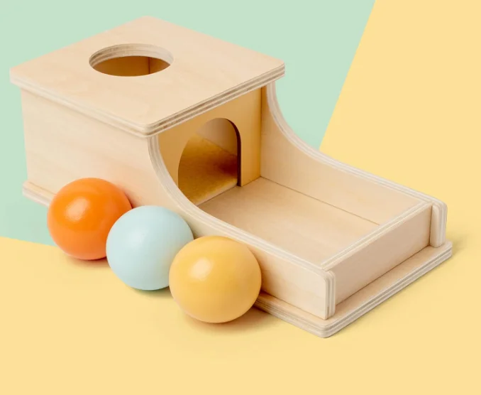 W218 Montessori Toys for Babies 6-12 Months Object Permanence Box Wooden Ball Drop Toy Play for 6 Month 1 2 3 Year Old