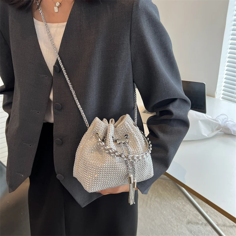 Yiwu Suka Ready to ship Women Crystal Rhinestone Handbags Party Prom Diamond Evening Bags Clutches Shoulder Bucket Bags