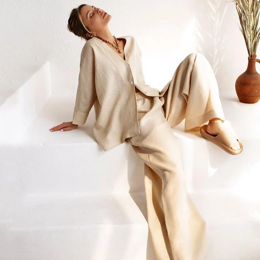 Summer Suspender Top Long Trousers Pajamas Set White Satin Lounge Wear Ice Silk Outside Wear Home Clothes Women