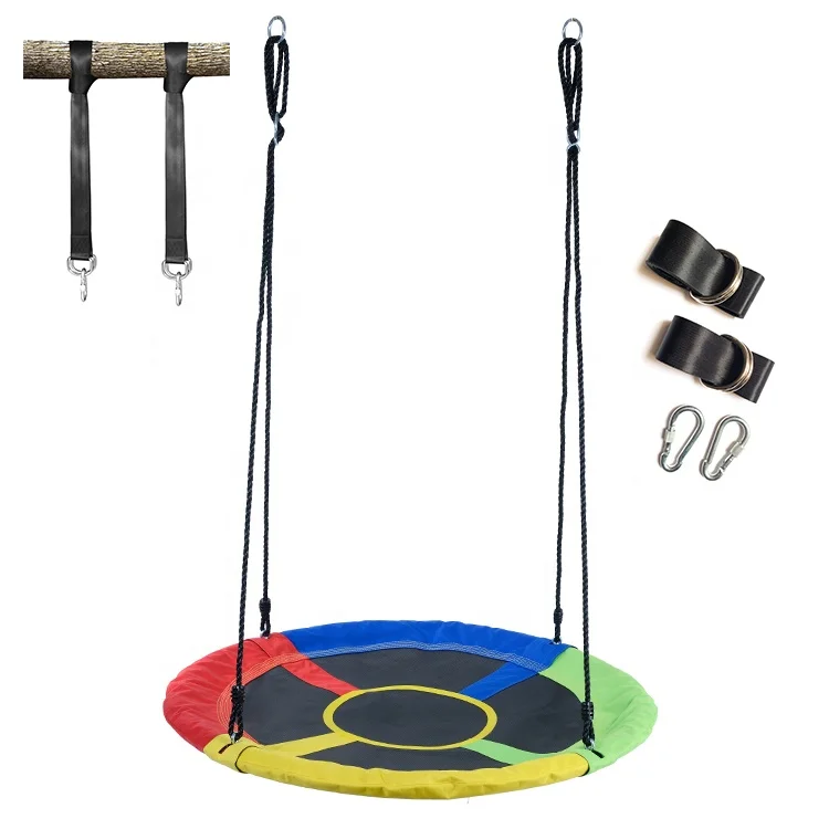 Outdoor Playground Children Rope Swing Round on Tree