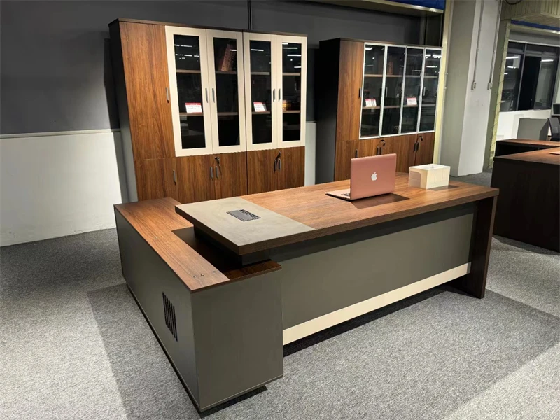 Practical Wooden Executive Office Corner Desk With Side Table Manager Director Single Workshop Work Office Table for Workspace