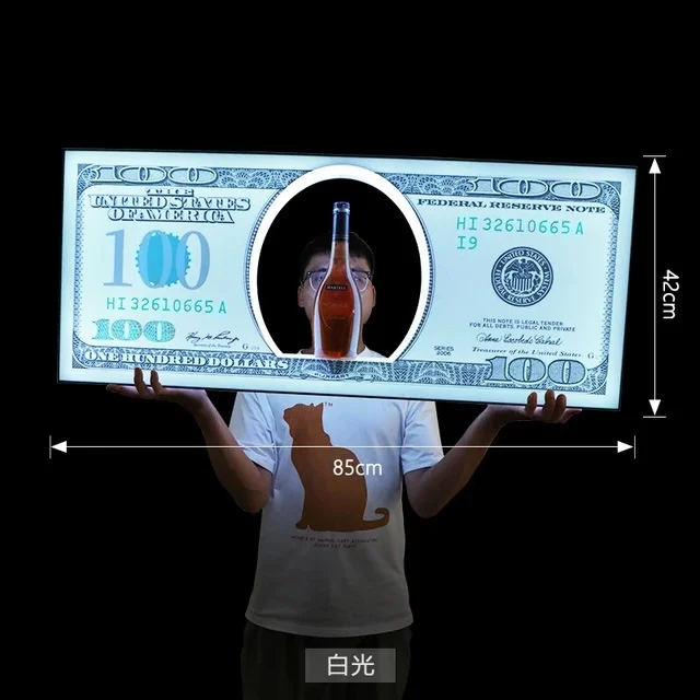 Nightclub Bar LED Glowing US Dollar Messages Board Sign Liquor VIP Wine Bottle Display Holder Stand Glorifiers Service Presenter
