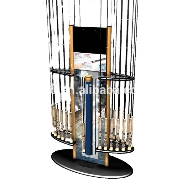 Retail Shop Wooden Floor Fishing Rod Rack Stand,fishing Reel Display Stand, Shop Fittings for Rod