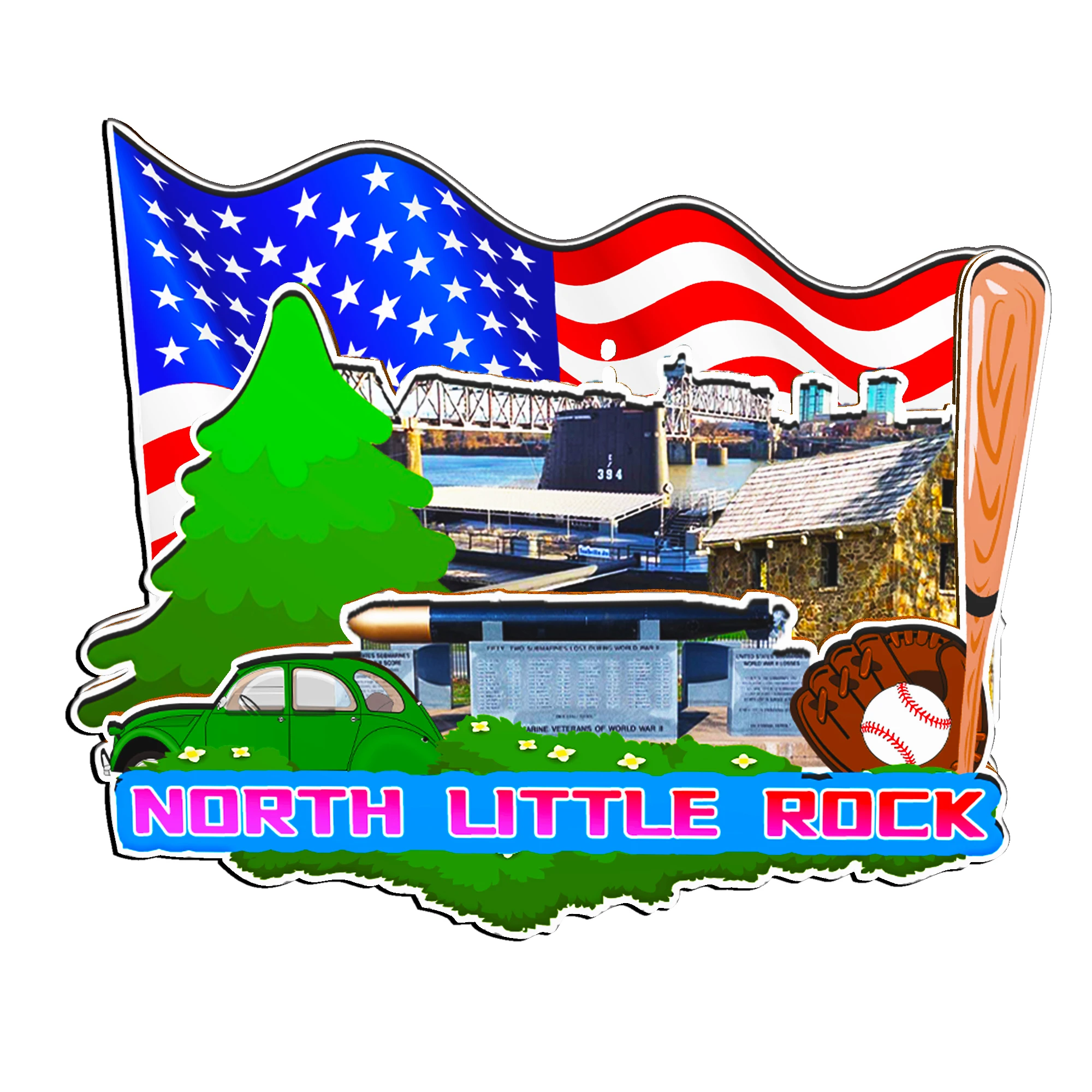 Refrigerator Magnet North Little Rock Arkansas USA Fridge Magnet City Travel Souvenirs Gifts 3D Classic Home Crafts