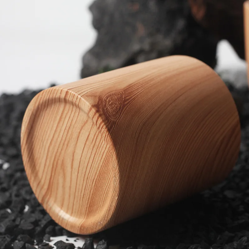 C&H High Quality Candle Vessels Empty Novelty Ceramic Vessel with Wood Patterns for Candle Making