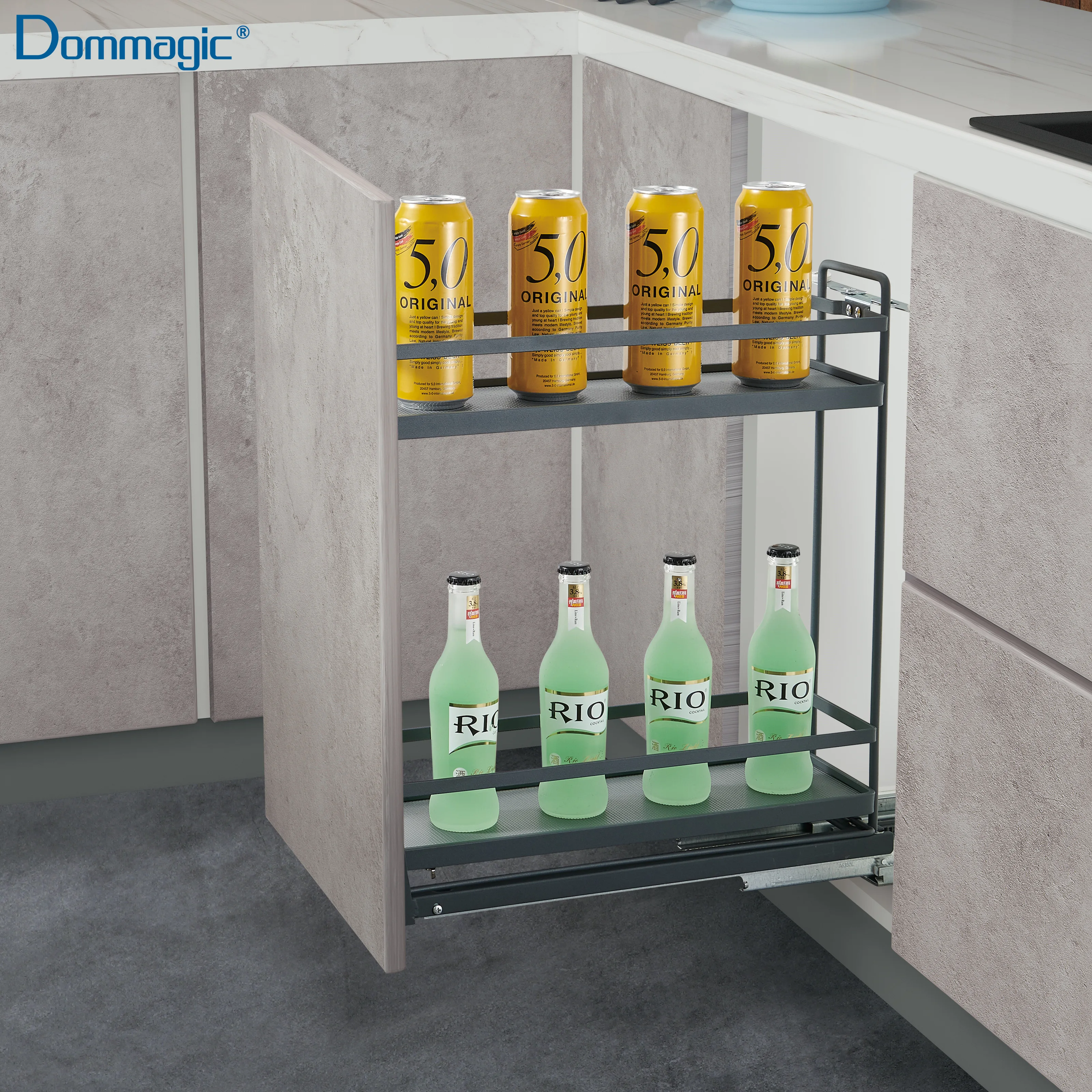 Выдвижная корзина для кухонного шкафа, лоток из МДФ с противоскользящим ковриком