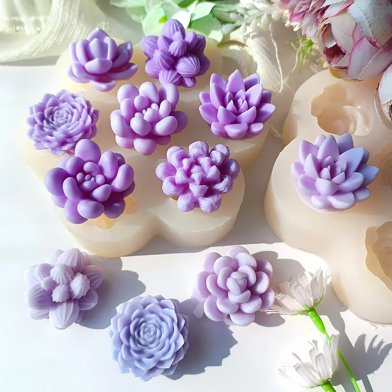 J10-230 Succulent Moulds Crystal Dripping Plaster Decorations Abrasive Diy Succulent Aromatherapy Candles Silicone Moulds
