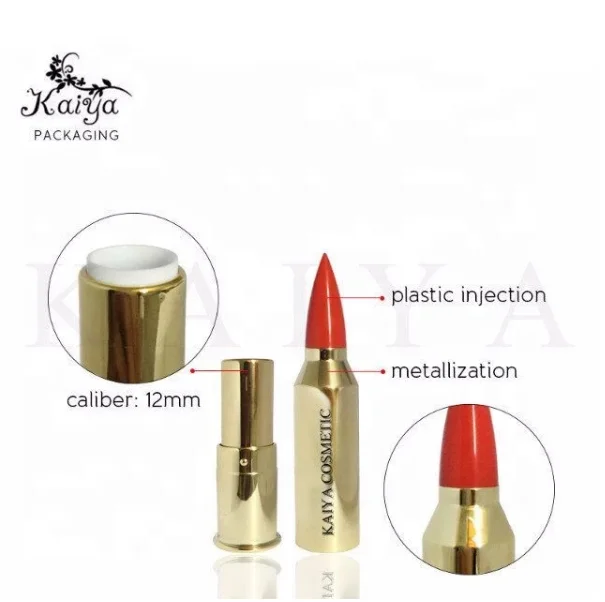 Kaiya Cosmetics New Wholesale Unique Bullet Shape Lipstick Tube Gold Bullet Lipstick Packaging Container
