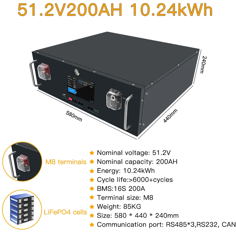 2024 nielftor 48v200ah Lifepo4 Китай Гуандун 5-10 кВтч Ip54 монтируемые в стойку Rs232 Rs485 разнесенная гибридная сетка 51 2 в200ah новинка