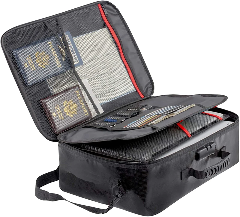 Explosionproof fireproof fabric file folder and water resistant money document ticket storage bag waterproof cable bag