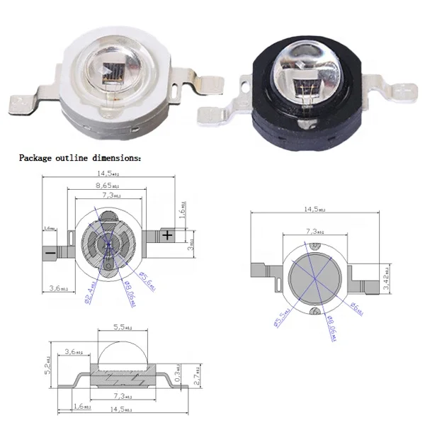 High Power Infrared IR LED Chip 700mA 1W 3W 730nm 740nm 750nm 760nm 800nm 810nm 830nm 840nm 850nm 940nm 950nm SMD LED
