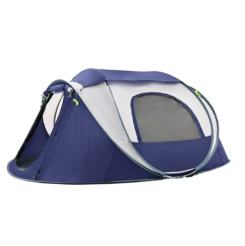 Quick-Open 3/4-Person Waterproof Oxford Camping Tent Pop-Up Design Easy Outdoor Hiking Beach Picnics Family Use Three-Pole Boat