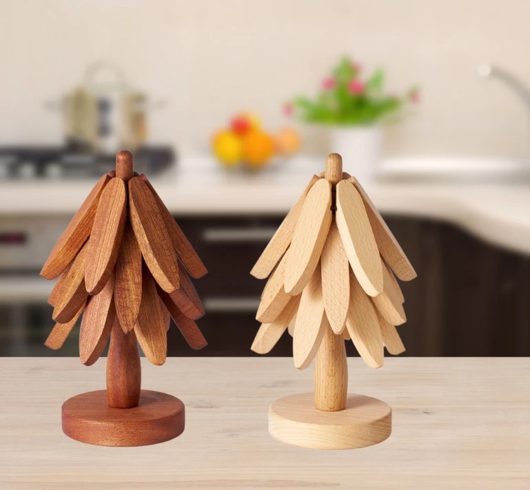 Factory Custom High quality Tree Coasters Wooden Trivet Set  for Hot Dishes Pot Bowl
