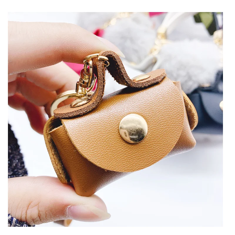 2021 Fashion Gifts  Small Mini Leather Coin Pouch Money Wallet Change Purse with Key Chain Holder strap