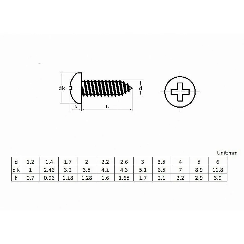 Pan head self-tapping electronic screw nickel plated micro cross recess metal plus hard small screw PA screw