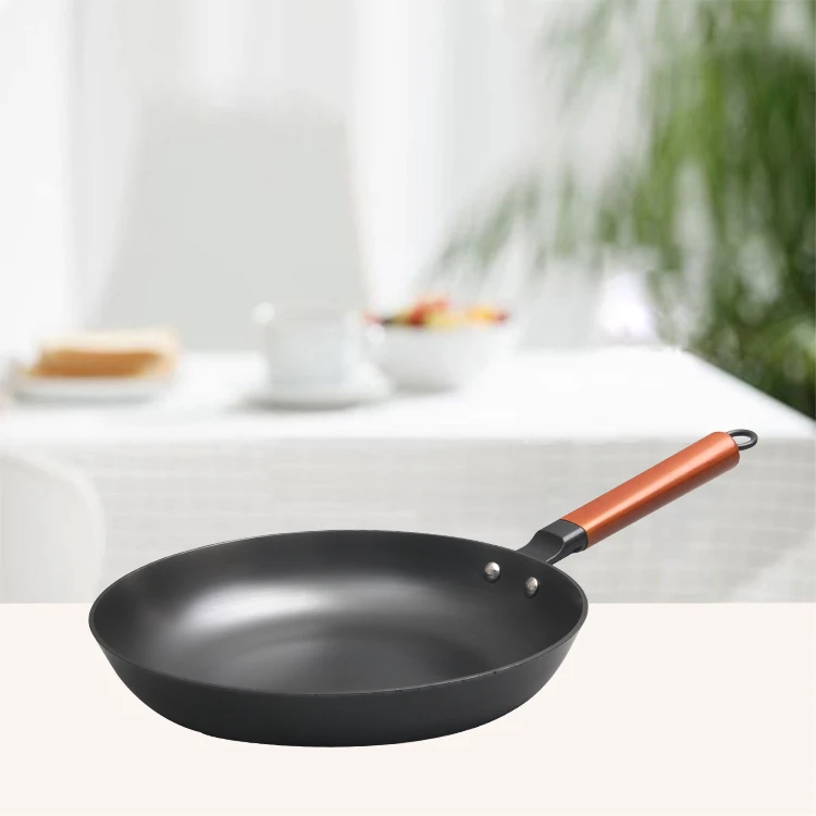 Wholesale Best Seller Pans Reasonable Price Non-stick Coating Cookware Kitchen Cast Iron Frying Pan With Wood Handle