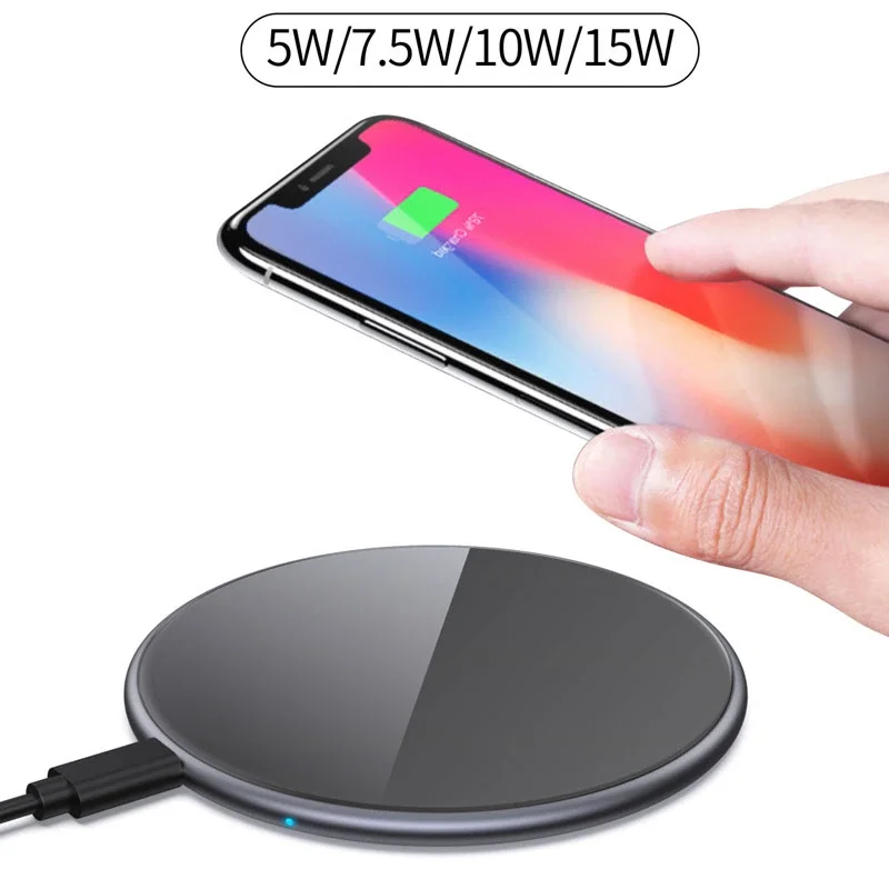 2022 Amazon top selling new Wireless Charger, 15W Fast Charging Pad Ultra-Thin Mirror for all qi enabled devices mobile phones