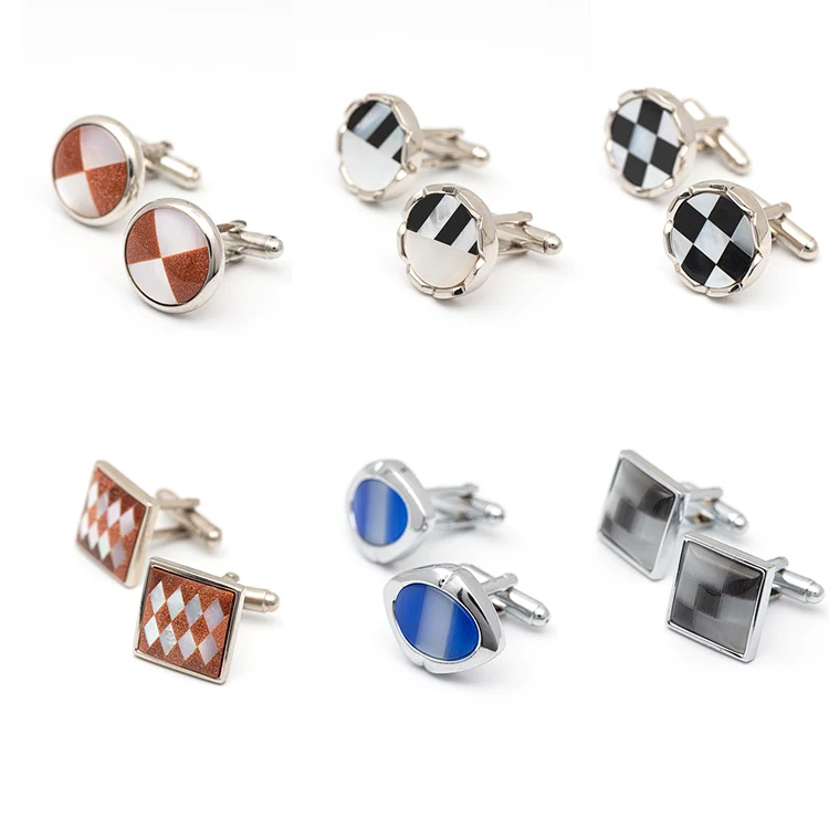 Wholesale Round Shape Custom Cuff Links Male Shirt Button Cuff Gemstone CuffLinks