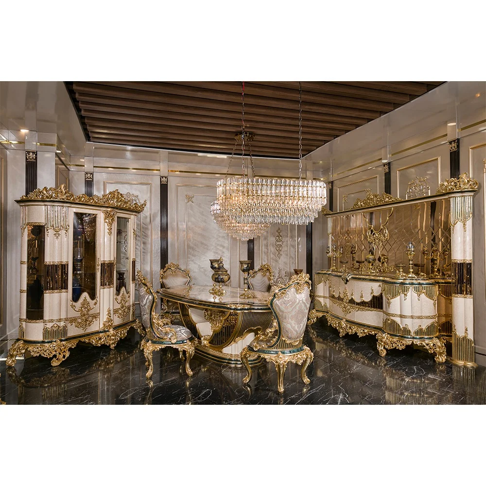 Turkish Luxury Antique Traditional Black Gold African Classical Baroque Royal Hand Carved Sofa Set Living Room Furniture Set