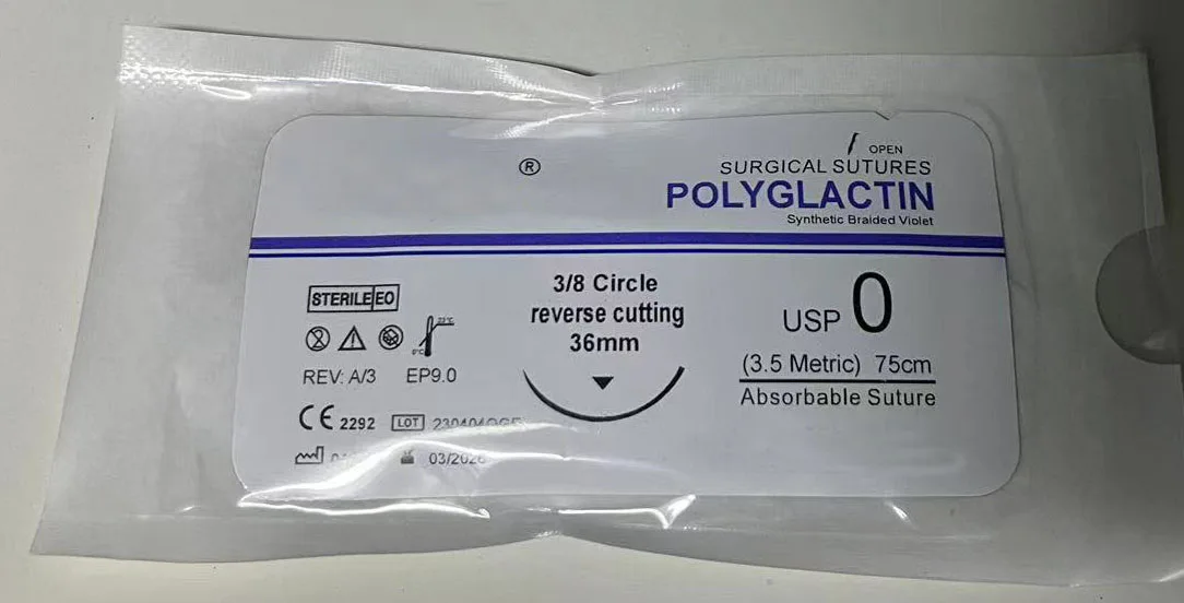 75cm 2 1 0 2-0 3-0 4-0 5-0 6-0 pet vet veterinary absorbable surgical sutures POLYGLACTIN PGLA 910 surgical sutures