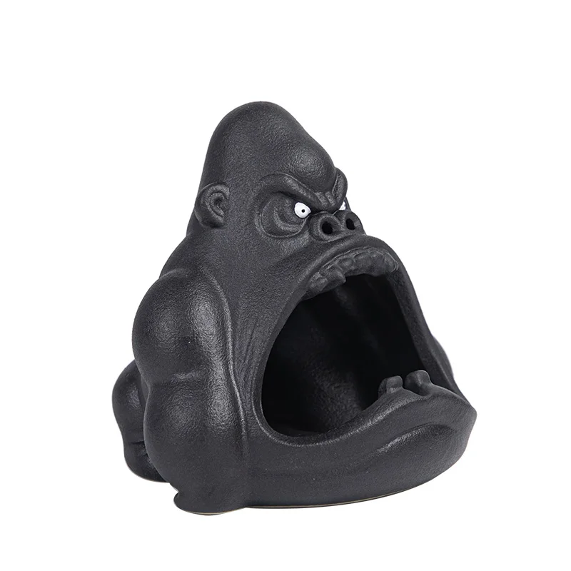 Factory wholesale gorilla ceramic ashtray high quality animal shape ceramic ashtray
