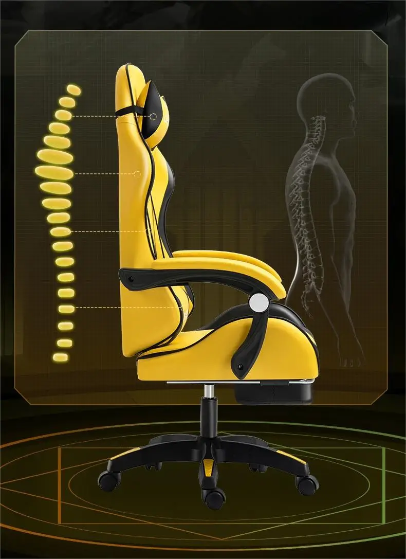 Ergonomic High Back Computer Racing Chair Adjustable Armrest Lumbar Support Swivel Chair Gaming Chair With Lumbar Support