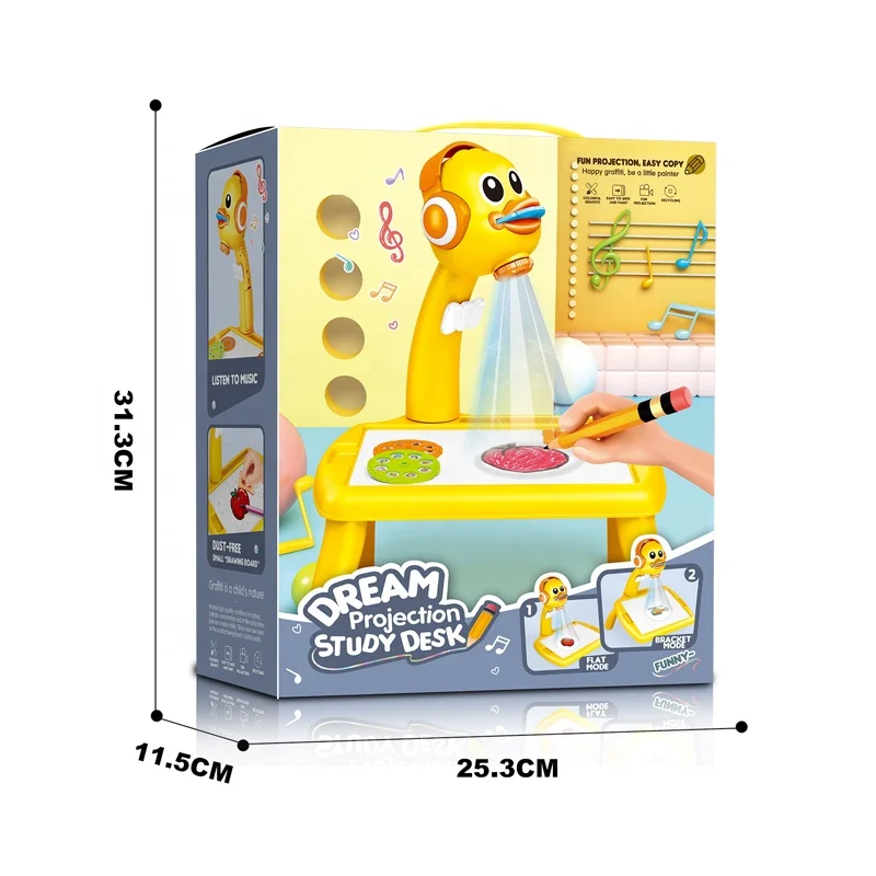 Children Educational Painting Toys Projector Study Desk Toy Color Graffiti Projection Drawing Table Game
