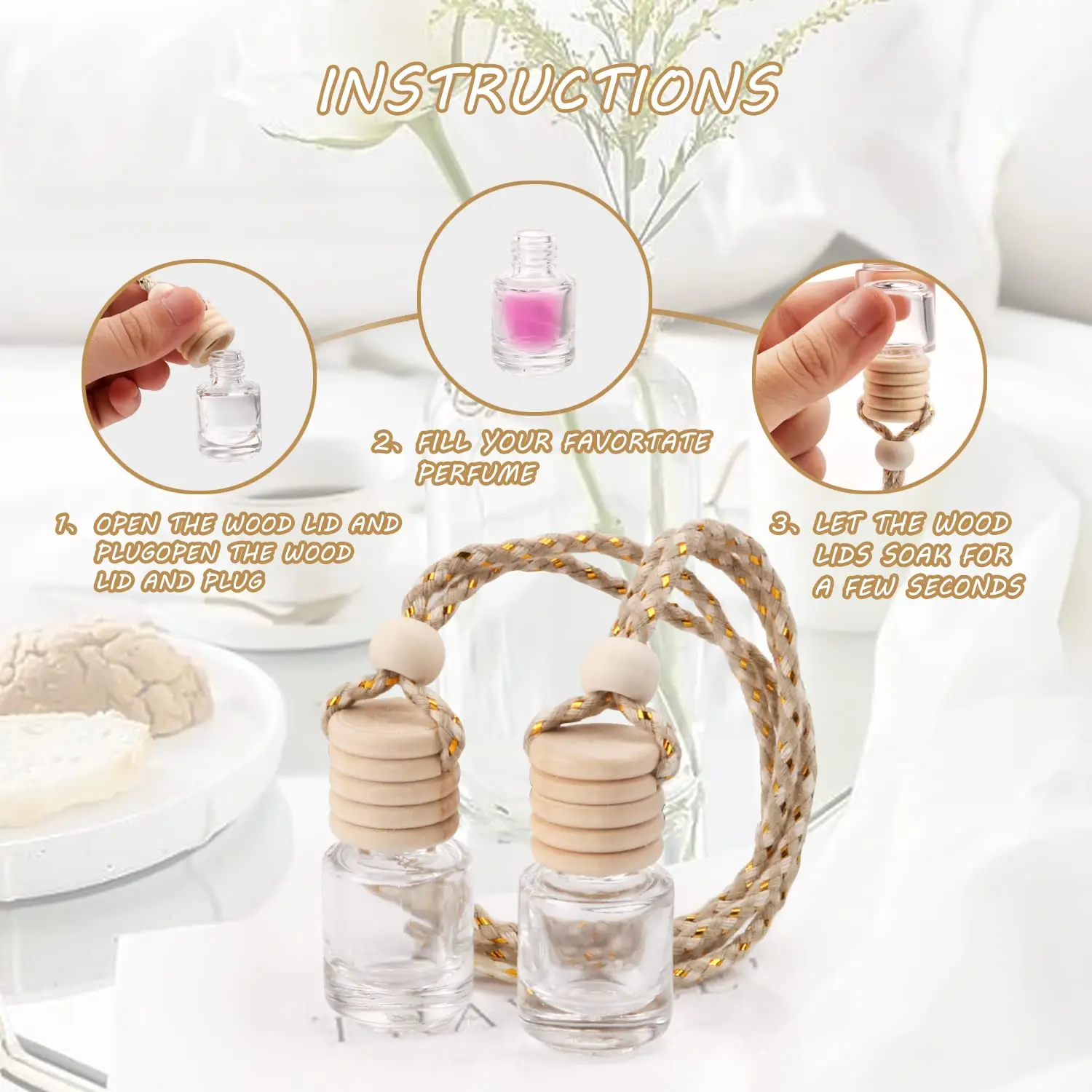 5Ml 10Ml15ml Polymer Clay Car Hanging Perfume Bottle Air Freshener Car Diffuser Glass Bottles