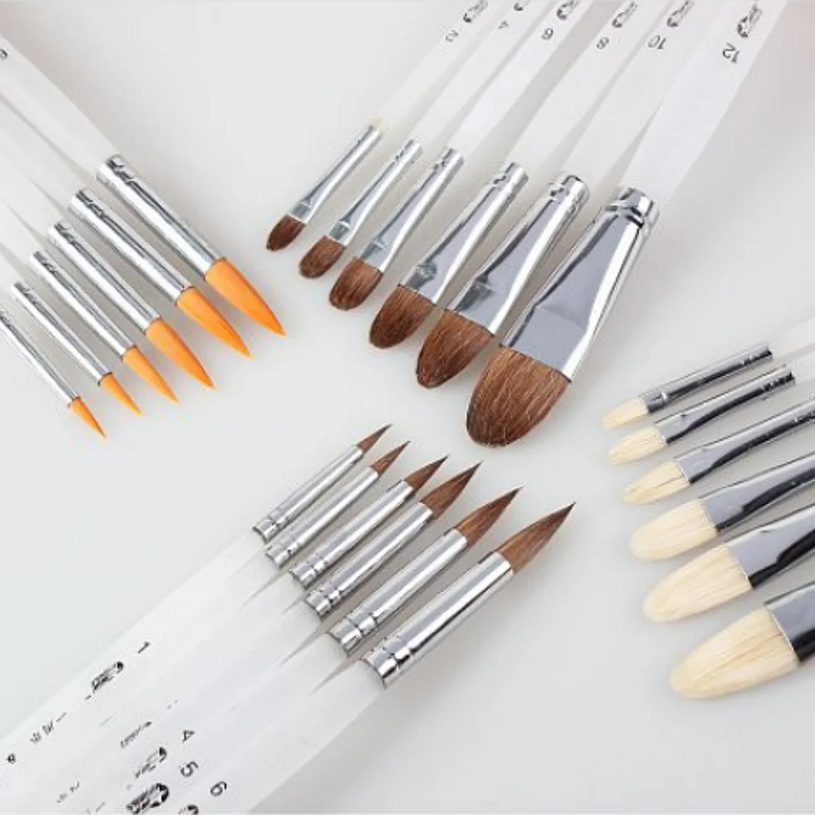 Hot sale PROFESSIONAL TYPE LONG  HANDLE WATER WATERCOLOR SABLE PAINTS BRUSH SET FOR BEGINNERS AND PAINTING