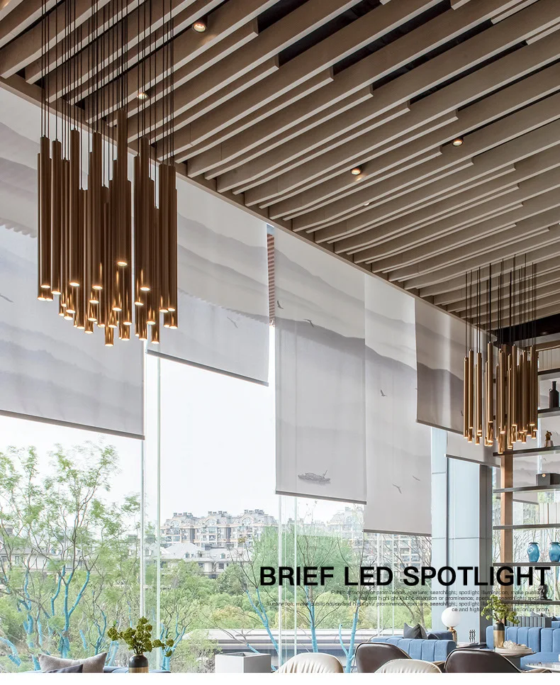 Aluminum pendant light gold black white hanging wire circular tube spotlight 7w 10w long tube downlight