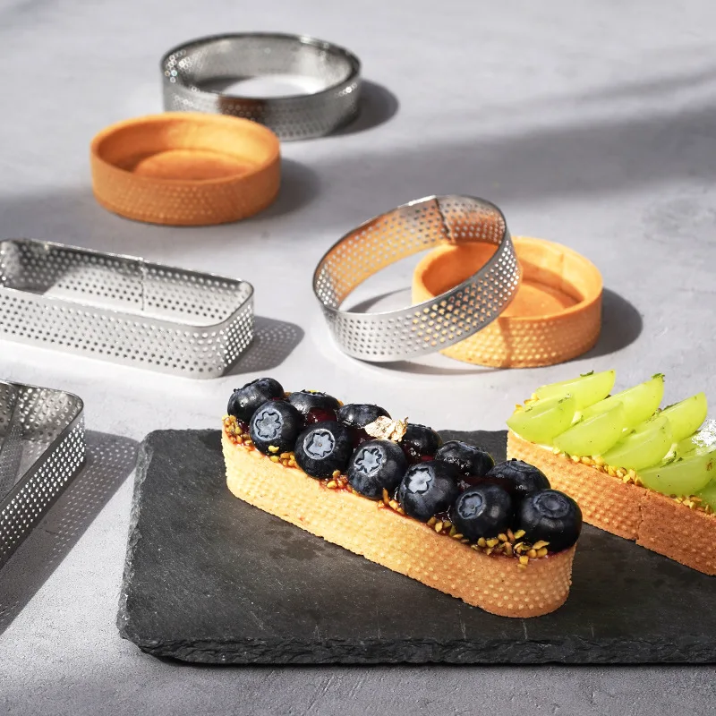304 Stainless Steel Multi Size Oval Mousse Rings Perforated Tart Mousse-Tortenring Pastry Baking Tools And Equipment