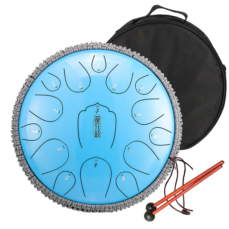 Hluru Steel Tongue Drum Kit 15 Notes 13 Inch Hanpan Tank Drum High Quality Musical Instruments THL15