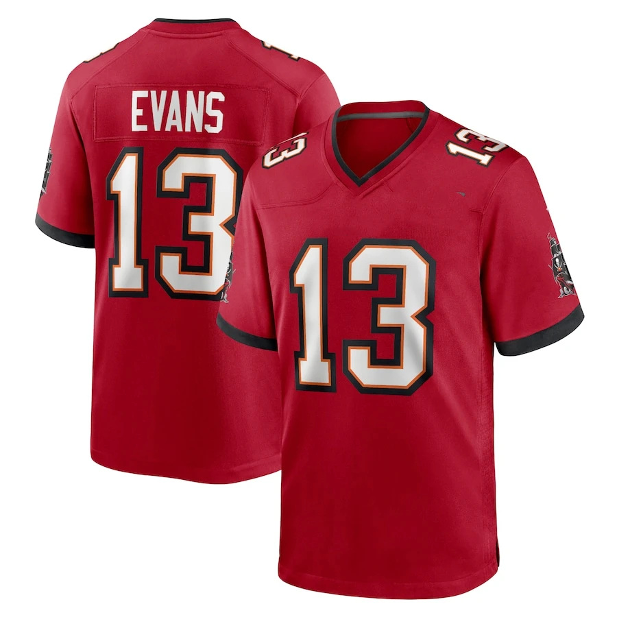 Buccaneer Red Game 12 Brady 87 Gronkowski 13 Evans Stitched American Football Jersey Custom Tampa Bay City Team Club Uniform